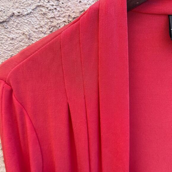 Chicos Travellers Coral Open Cardigan Gold Hoop Sleeve Detail Size 1 (Medium) - Picture 4 of 5